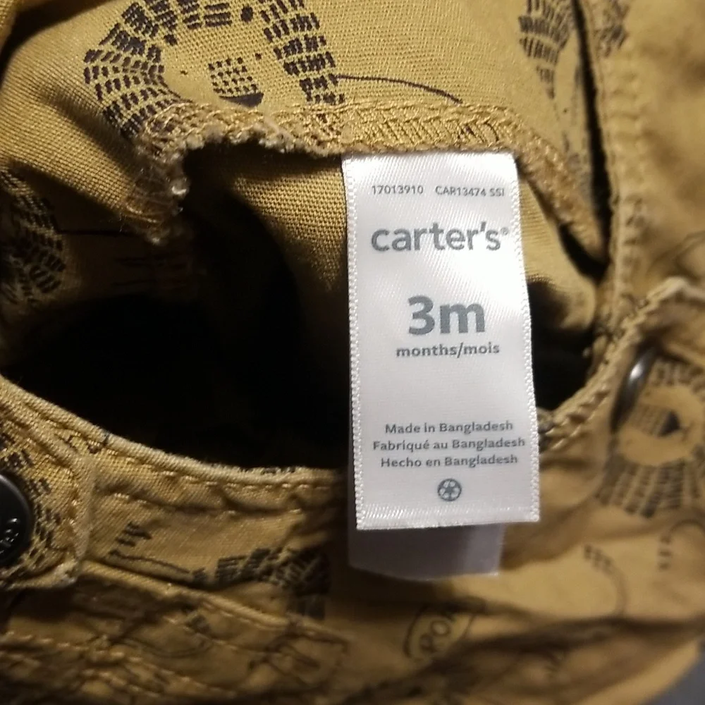 Carter's Brown Baby Boys 2-Piece Tee and Lion Shortalls Set